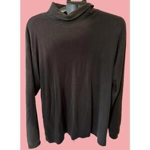 Vintage L.L. BEAN Long Sleeve Black Turtleneck 100% Cotton Shirt Mens Large Tall